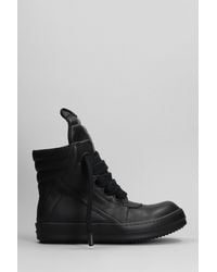 Rick Owens - Geobasket Sneakers In Black Leather - Lyst