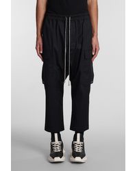 Rick Owens - Pantalone Cargo cropped in Cotone Nero - Lyst