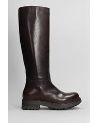 Julie Dee - Low Heels Boots In Dark Brown Leather - Lyst