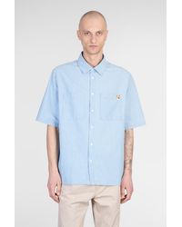 Maison Kitsuné - Camicia in Cotone Celeste - Lyst