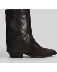 Julie Dee - Texan Ankle Boots In Dark Brown Suede And Leather - Lyst