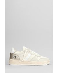 Date - Sneakers Court Shiny in pelle e camoscio Bianco - Lyst
