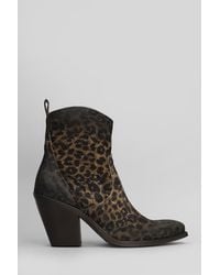 METISSE - Texan Ankle Boots In Animalier Suede - Lyst