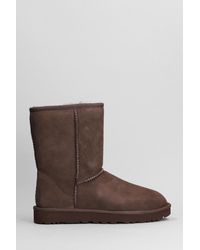 UGG - Classic Short Ii Low Heels Ankle Boots In Brown Suede - Lyst