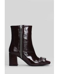 Anna F. - High Heels Ankle Boots In Bordeaux Leather - Lyst