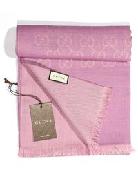 Gucci GG Jaucquard Pattern Knitted Scarf Lilac 180 Cm (GGSM1506) - Pink