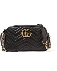 Gucci 447632 520981 Quilted Leather GG Marmont Shoulder Bag (GG2069) - Black