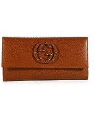 Gucci Wallet Leather Large Check Book Style 231843 - Brown