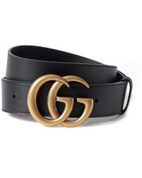 Gucci Belt Gold Double G Buckle Leather 397660 4cm (GGB1001) - Black