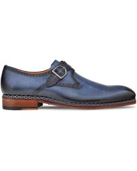 Santoni Monk Shoes 16384 Suede in Blue for Men Mens Shoes Slip-on shoes Monk shoes 