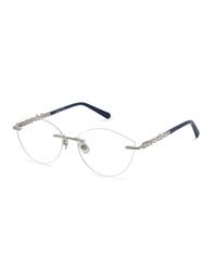 Swarovski Sk5346 Eyeglasses Shiny Palladium / Clear Lens - Metallic