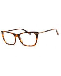 Swarovski Sk5291 Eyeglasses Dark Havana   Clear Lens In Brown 