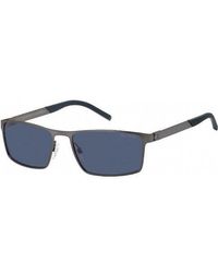 Tommy Hilfiger Th 1767/s Sunglasses Semi Matte Dark Ruthenium / Blue Unisex