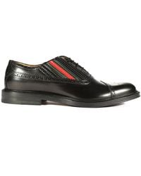 Gucci 547592 0gq30 1078 Shoes Calf-skin Leather Cap-toe Oxfords (GGM1719) - Black