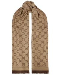 Gucci GG Jaucquard Pattern Knitted Scarf - Brown
