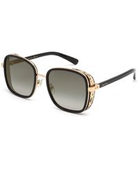 Jimmy Choo Elva/s Sunglasses Black Gold / Grey Shaded Gold Mirror - Metallic