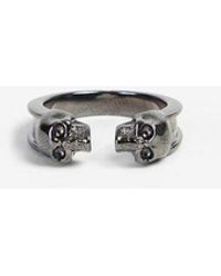 Alexander McQueen Anello twin skull di ottone - Metallizzato