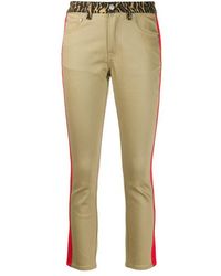 Burberry Leopard Insert Cotton Trousers - Natural