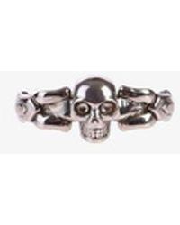 Alexander McQueen Anello di metallo testurizzato - Metallizzato