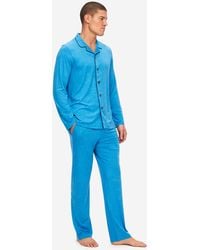Derek Rose Pajamas London 3 Micro Modal Stretch - Blue