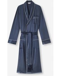 Derek Rose - Dressing Gown Bailey Silk Satin Navy - Lyst