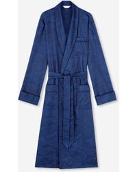 Derek Rose Dressing Gown Paris 22 Cotton Jacquard - Blue