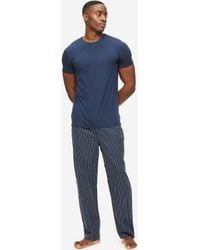 Derek Rose Lounge Trousers Royal 217 Cotton Satin - Blue