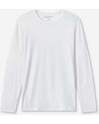 Derek Rose Long Sleeve T-shirt Basel Micro Modal Stretch - White