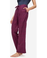 Derek Rose Long Dressing Gown Kelburn 19 Brushed Cotton in Purple - Lyst