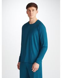 Derek Rose - Long Sleeve T-shirt Basel Micro Modal Stretch Poseidon - Lyst