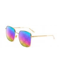 Gucci - Gg0802S Logo Mirrored Lens Square Sunglasses - Lyst