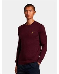 Lyle & Scott - Burgundy Cotton Merino Crew Jumper - Lyst