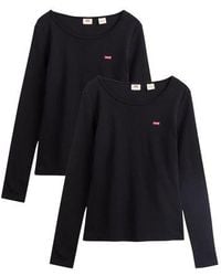 Levi's - A0787 Ls Two Pack Tee Mineral & Mineral Blac Long Sleeve 2 Pack T-Shirt - Lyst