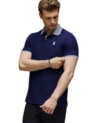 Psycho Bunny - Evening Jonas Micro Stripe Collar Pique Polo Shirt - Lyst