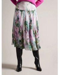 Ted Baker - Printed Pleated Skirt - Lyst