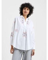 French Connection - Linen Embroidered Rhodes Popover Shirt - Lyst