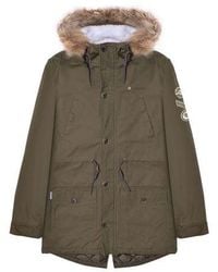 Lambretta - Khaki Sherpa Lined Parka Jacket - Lyst