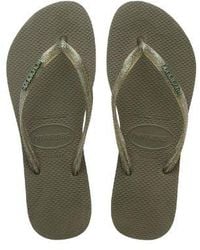 Havaianas - Metallic Logo Slim Flip Flop - Lyst