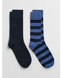 GANT - Vintage Barstripe And Solid 2-Pack Sock - Lyst