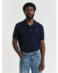 GANT - Evening Textured Cotton Short Sleeve Polo Shirt - Lyst