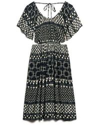 Superdry - Shirbori Layer Mono Printed Cut Out Midi Dress - Lyst
