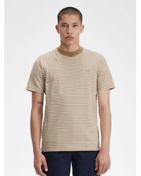 Fred Perry - Snow Warm Stone Fine Stripe Heavy Weight T-Shirt - Lyst