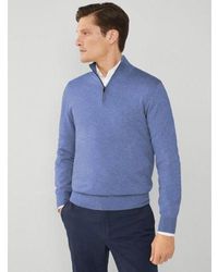 Hackett - Chambray Cotton Silk Half Zip Sweatshirt - Lyst