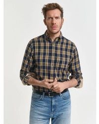 GANT - Evening Regular Fit Checked Windblown Flannel Shirt - Lyst