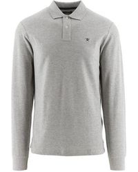 Hackett - Light Marl Long Sleeve Embroidered Logo Polo Shirt - Lyst