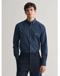 GANT - Marine Micro Print Shirt - Lyst
