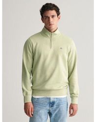 GANT - Milky Matcha Regular Fit Shield Logo Half Zip Sweatshirt - Lyst