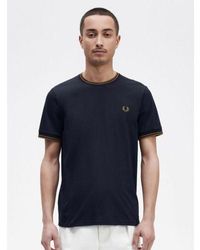 Fred Perry - Dark Caramel Twin Tipped T-Shirt - Lyst