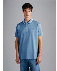 Paul & Shark - Medium Denim Knitted Cotton Polo Shirt - Lyst
