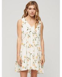 Superdry - Peach Rose Volume Sleeveless Dress - Lyst